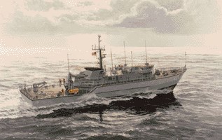 Navy minesweeper at sea